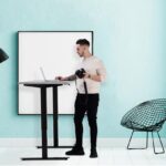 Lavoro Zero Standing Desk Lifestyle Image with Concrete top