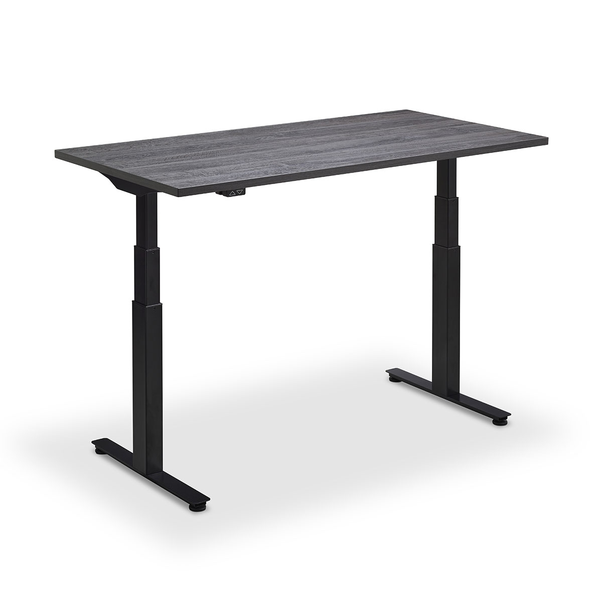 Zohn Hybrid Standing Desk Black Frame Anthracite Sherman Oak Desktop1200x1200