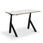 Zohn Modal Standing Desk Black Frame White Desktop Plywood Edge1200x1200